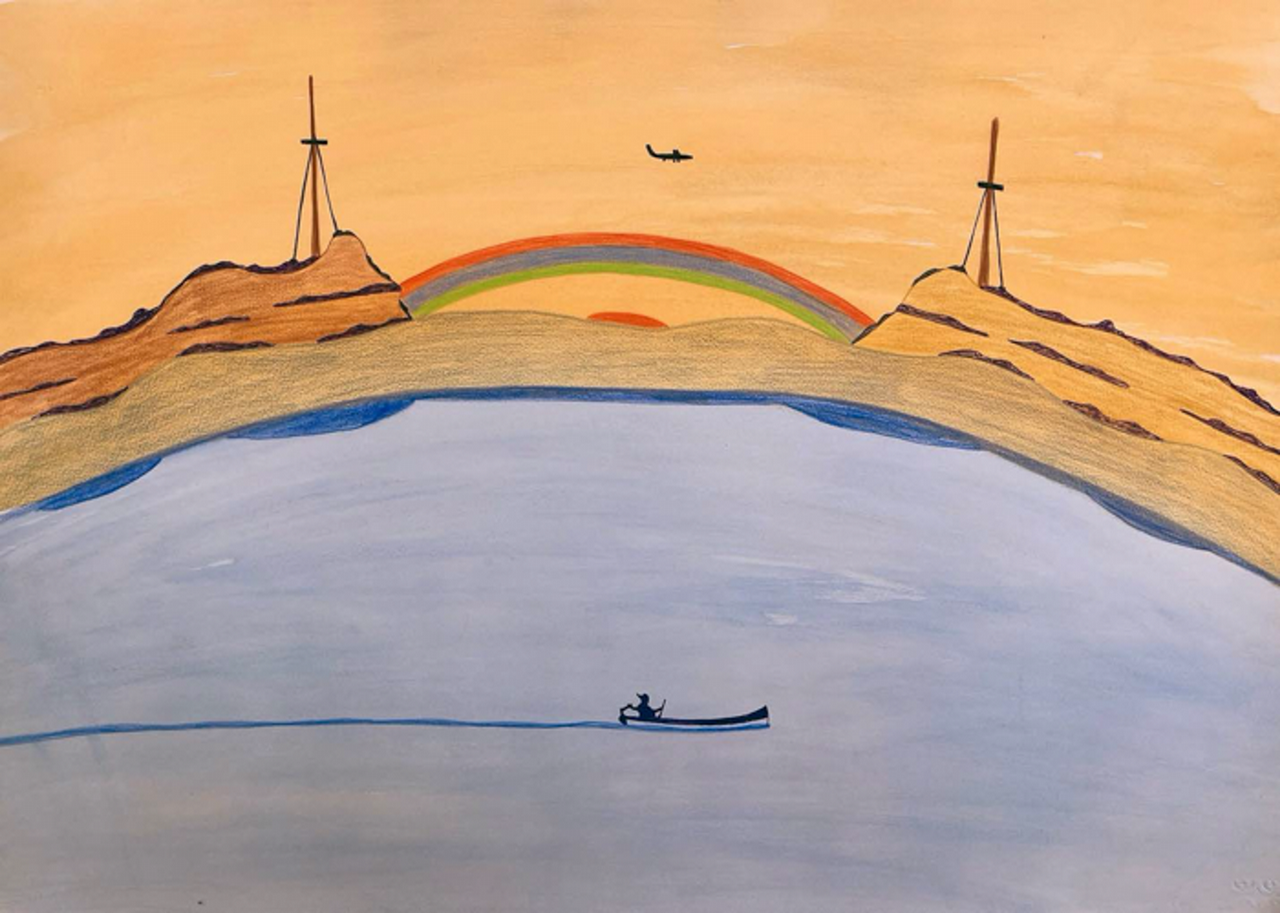 1) Pudlo Pudlat, 'Untitled', 1977/ 78, coloured pencil, ink, acrylic on paper,56.4 x 75.9 cm, 024-2274.
